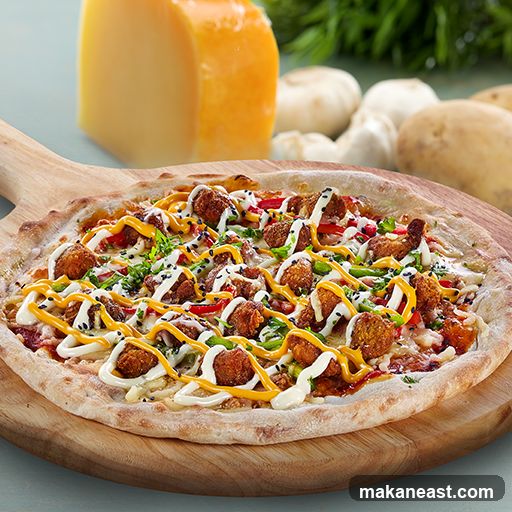 Gourmet Pizza with Chicken and Sauces