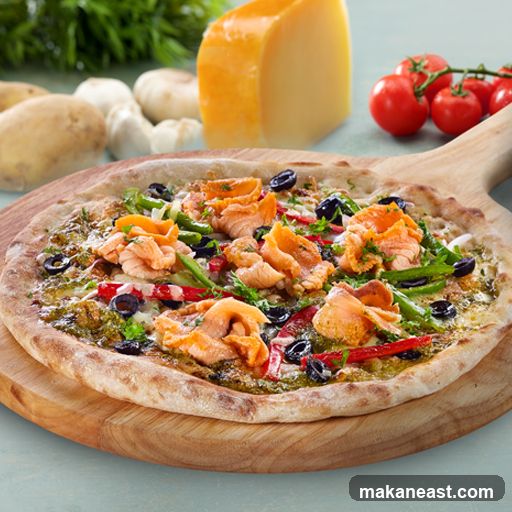 Salmon Pizza with Pesto