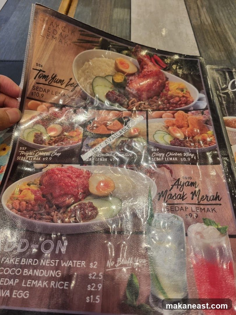 Makcik Sedap Lemak Menu