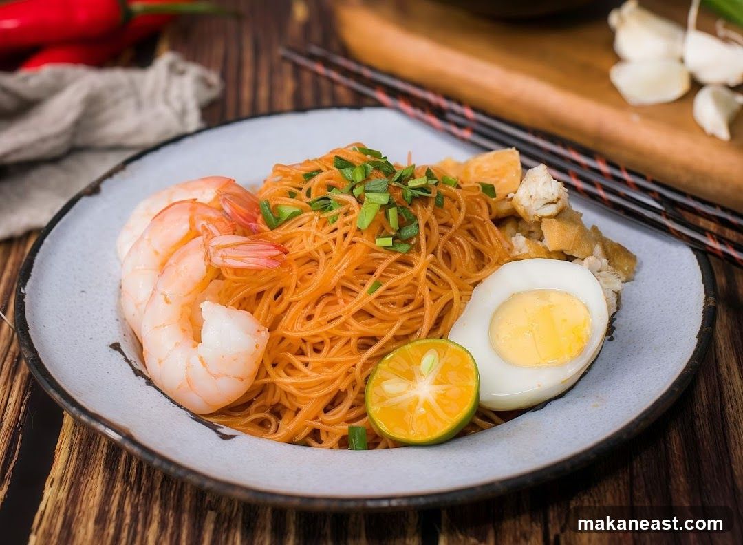 Noodle Dish with Shrimp and Egg