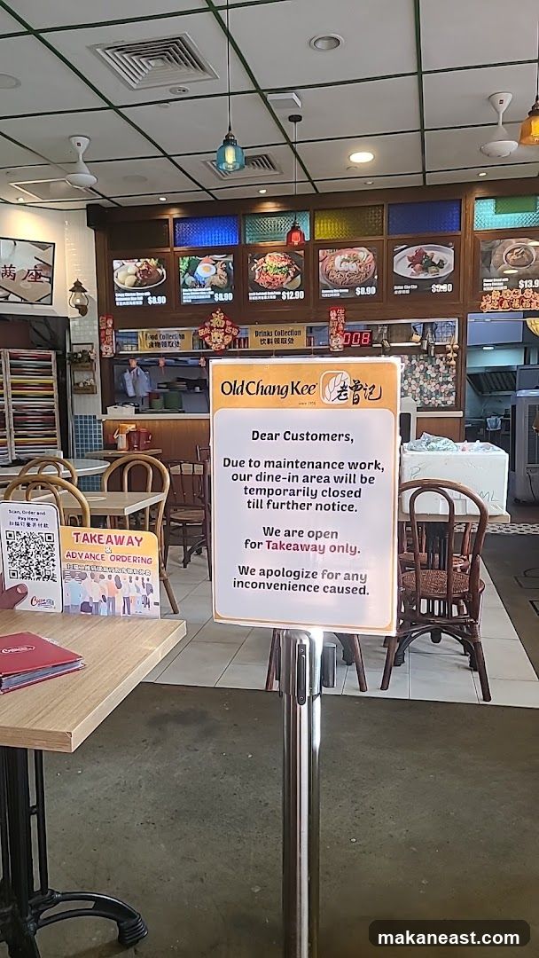 Old Chang Kee Takeaway Notice