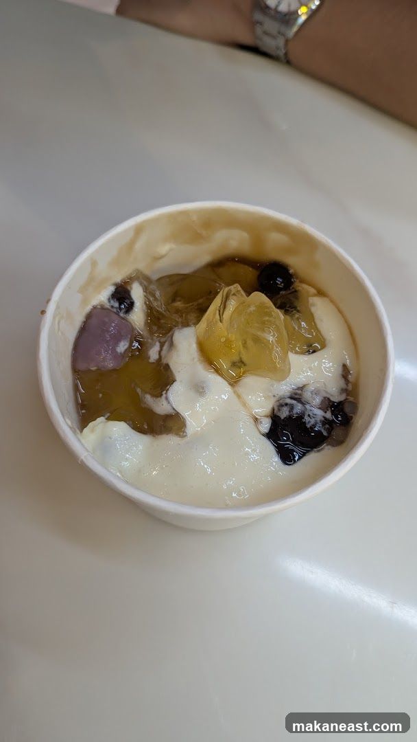 Dessert with toppings