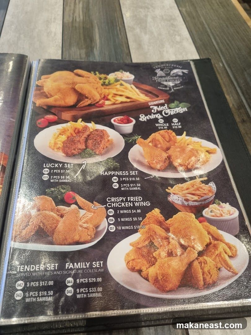 Fried Spring Chicken Menu
