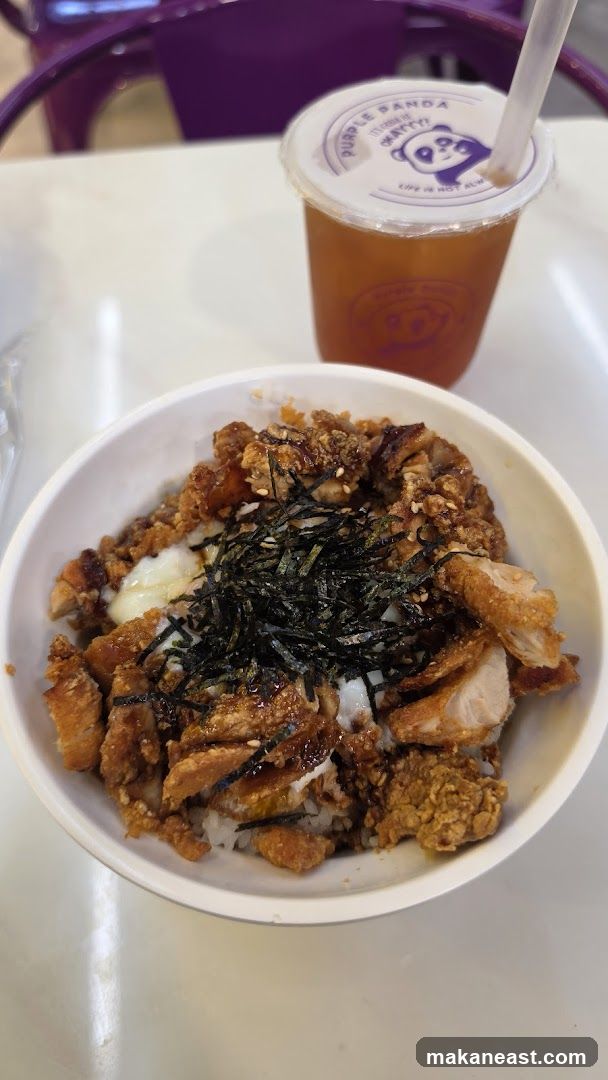 Fried Chicken Rice Bowl and Drink