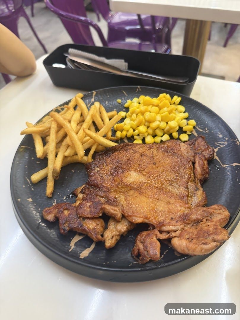 Chicken Steak with Fries and Corn