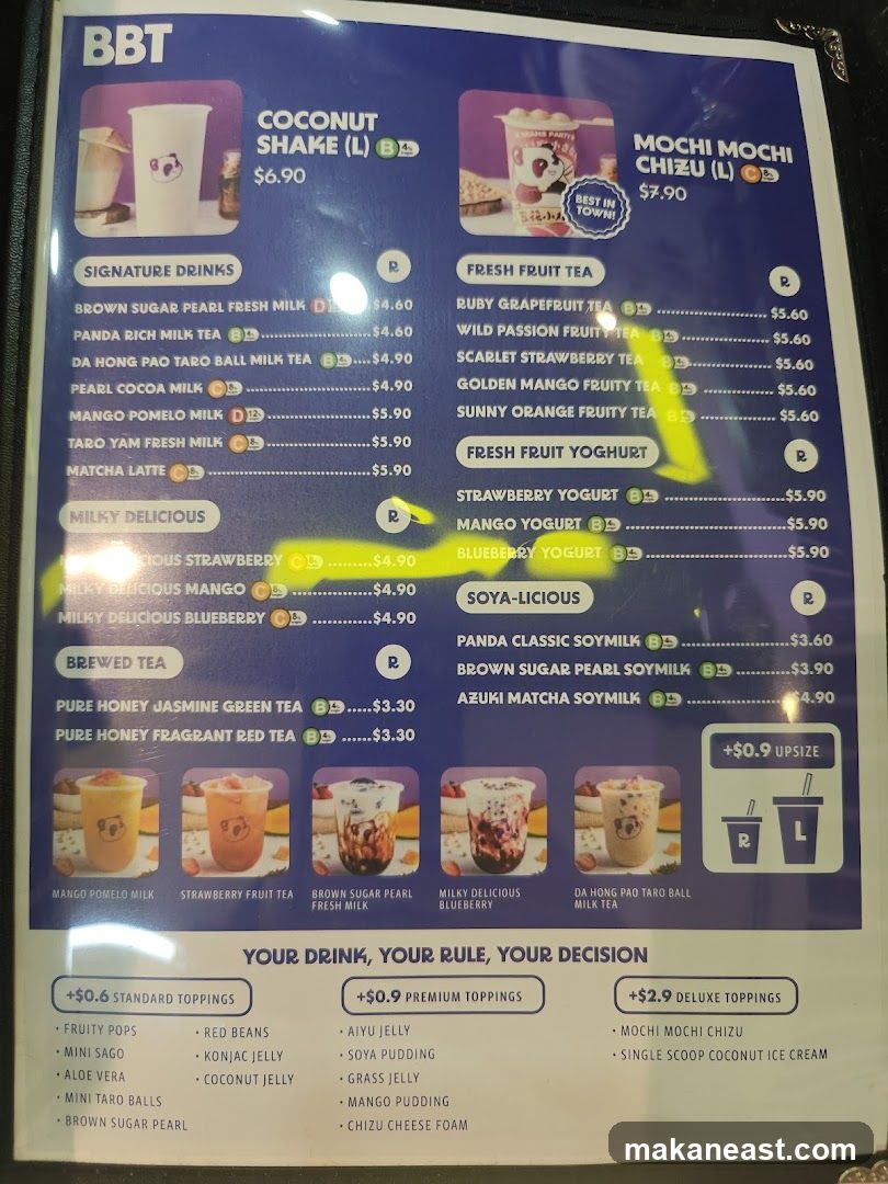 BBT Menu