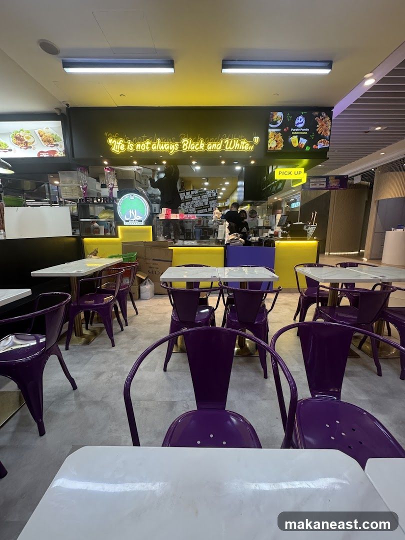 Restaurant Interior with Purple Chairs