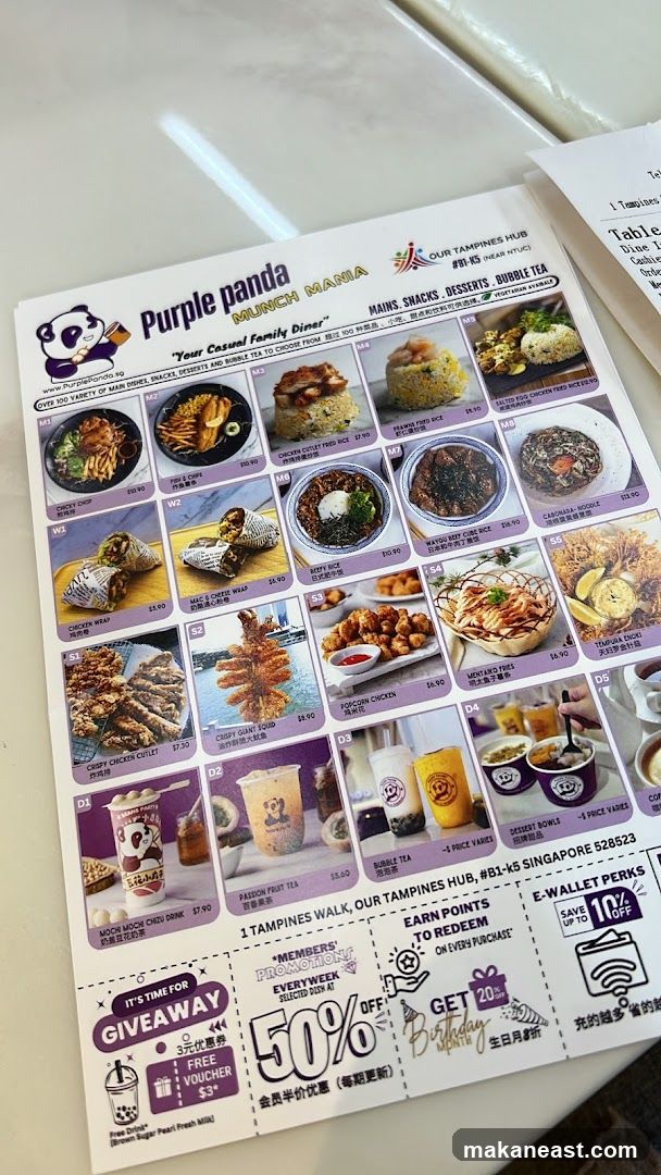 Purple Panda Munch Mania Menu