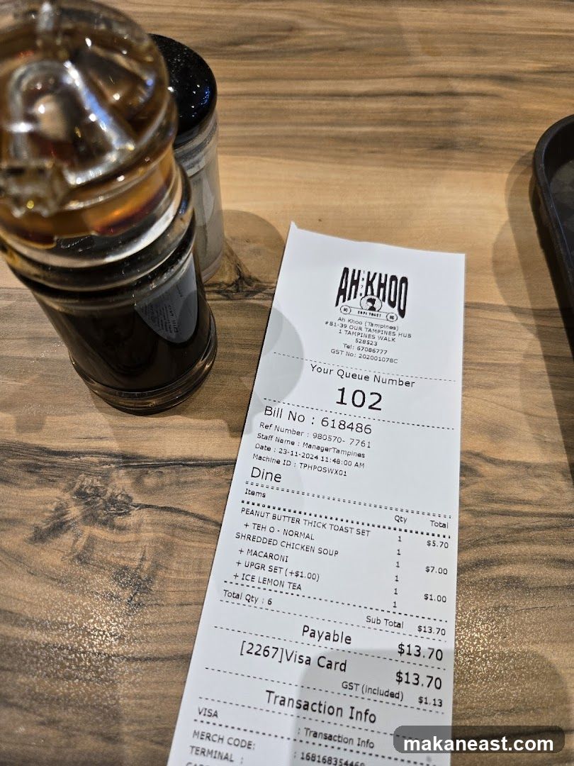 Receipt from Ah Khoo