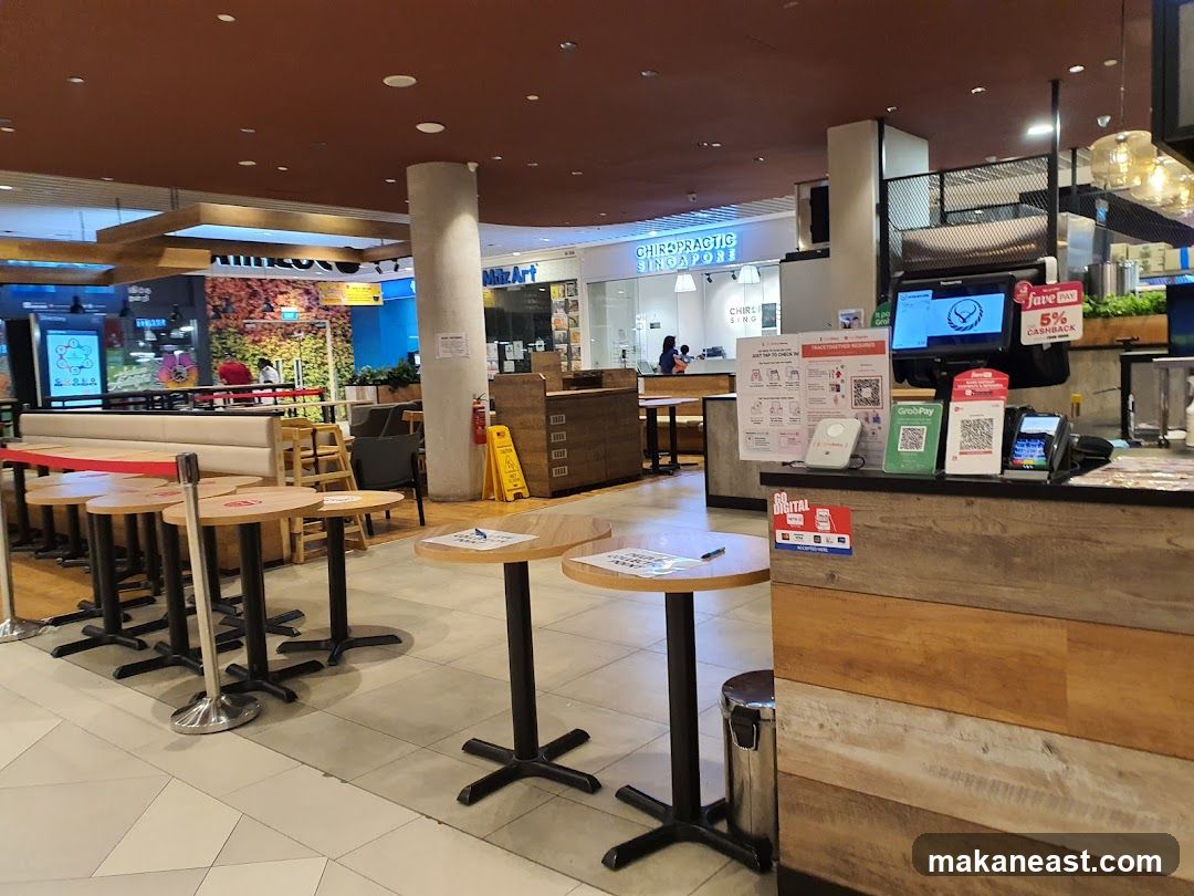 Restaurant Interior with Tables and Counter