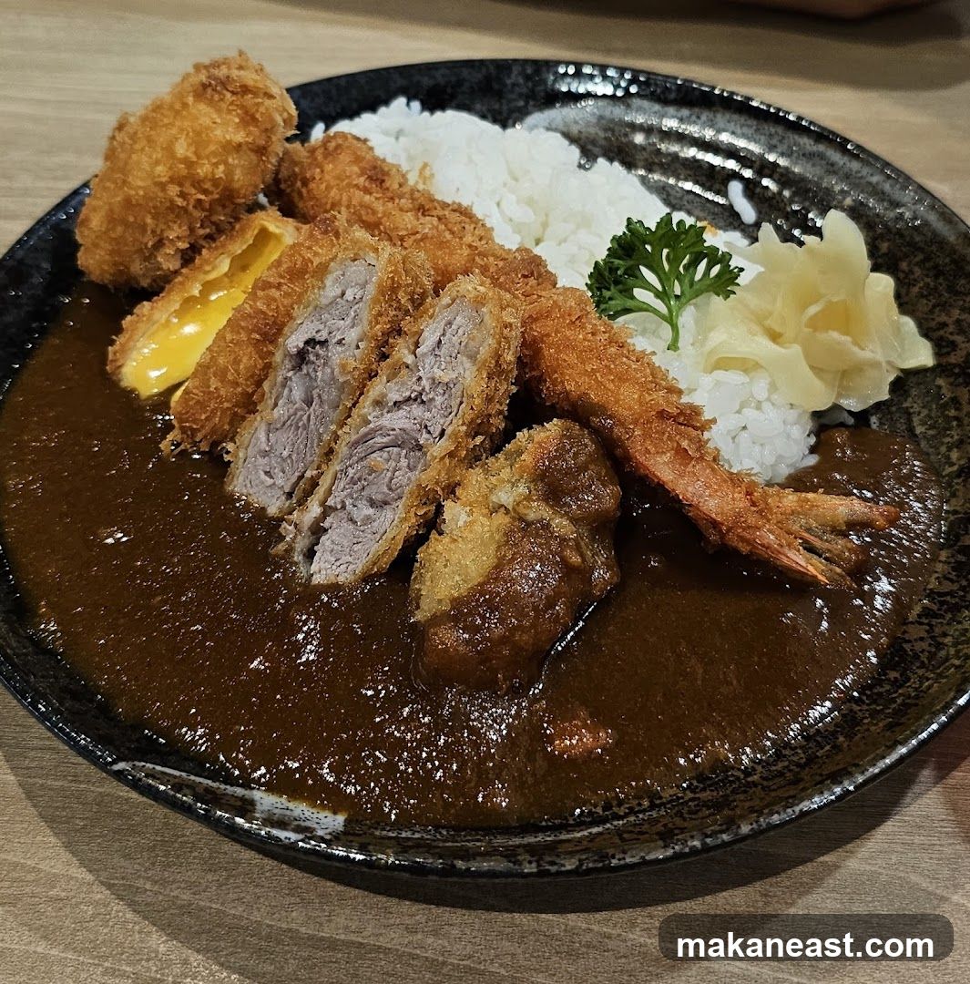Japanese Curry with Fried Meats and Shrimp
