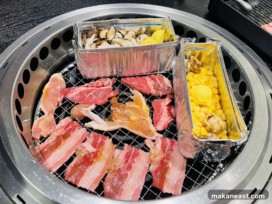 Grill with Meats and Vegetables