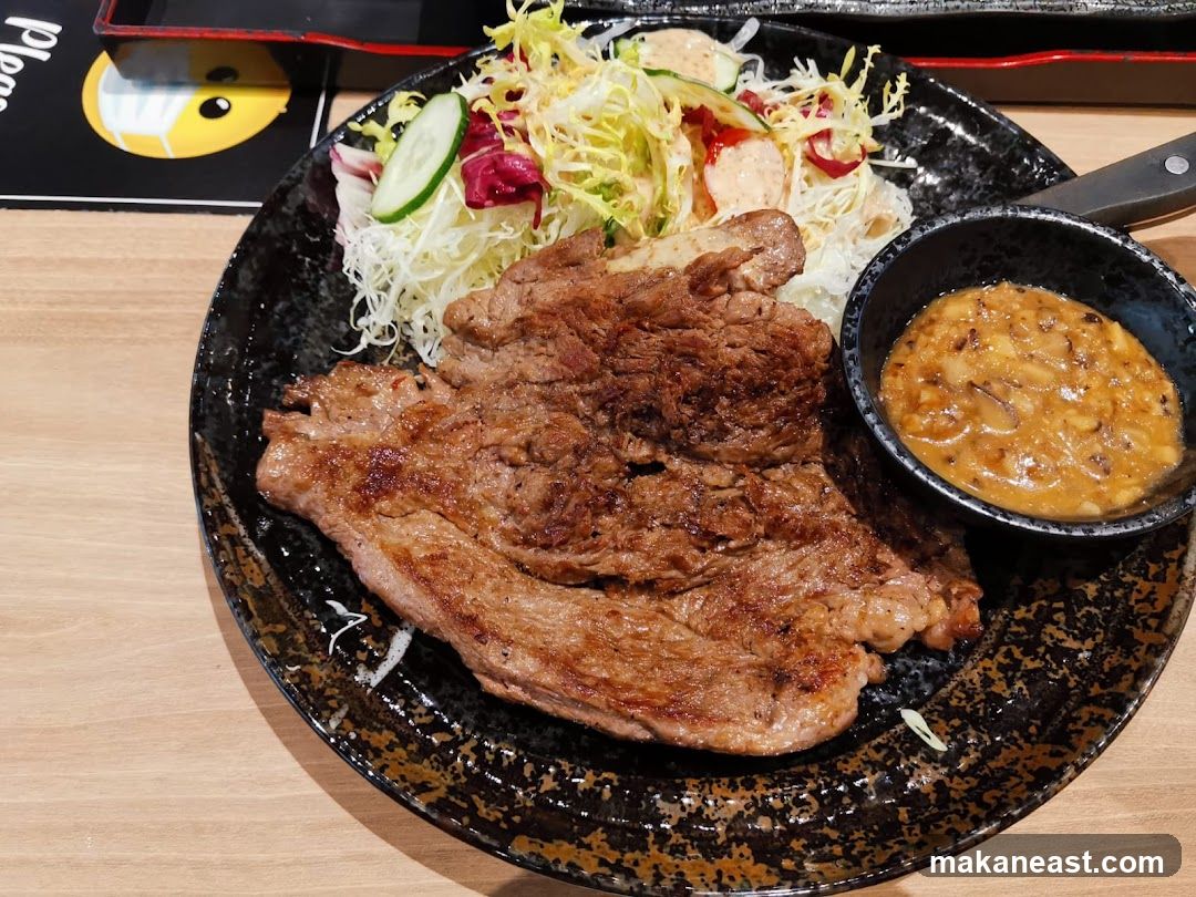 Steak with Salad and Sauce