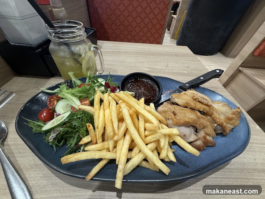 Fried Chicken with Fries and Salad
