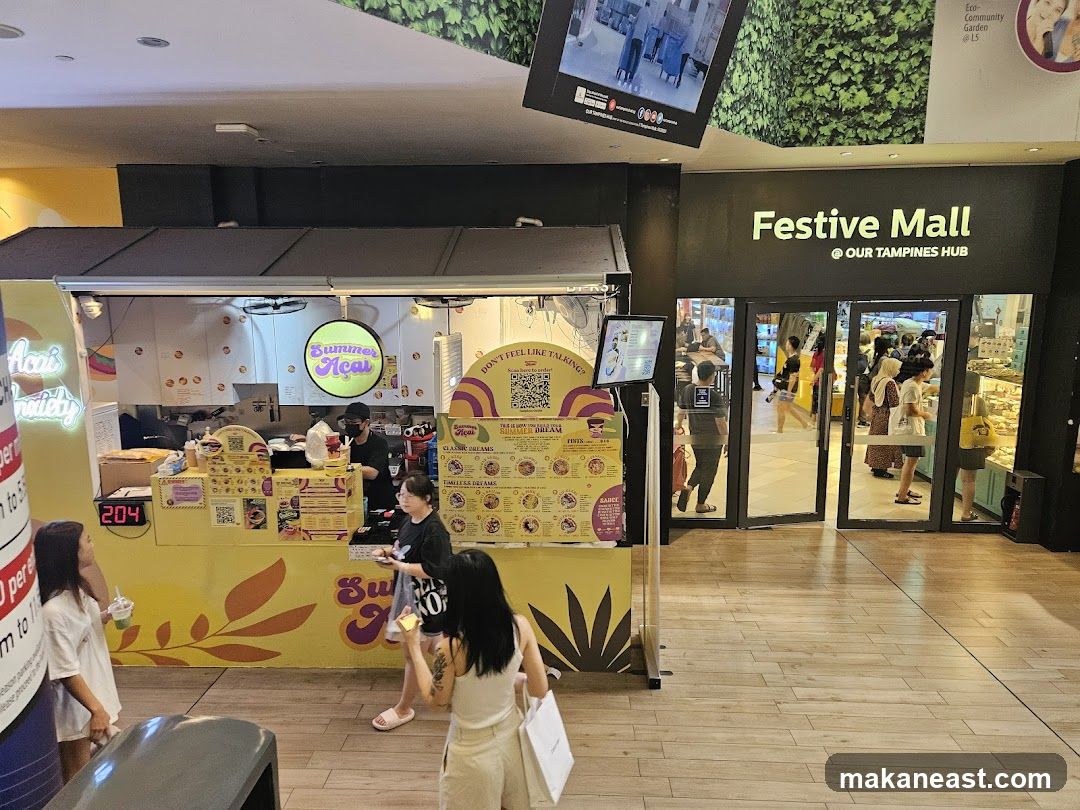 Summer Acai Stall and Festive Mall Entrance