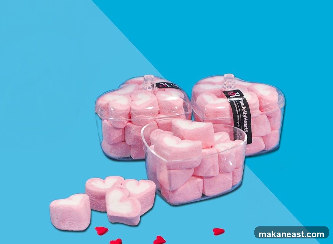 Heart-shaped marshmallows