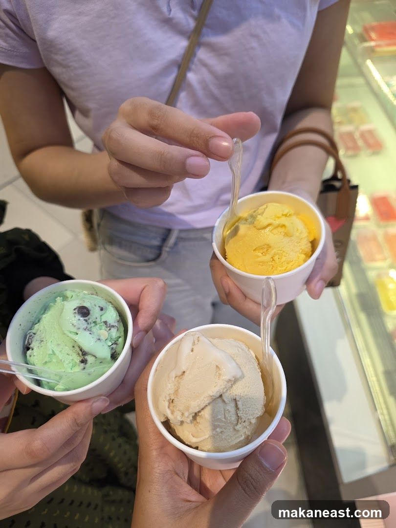 Three cups of ice cream