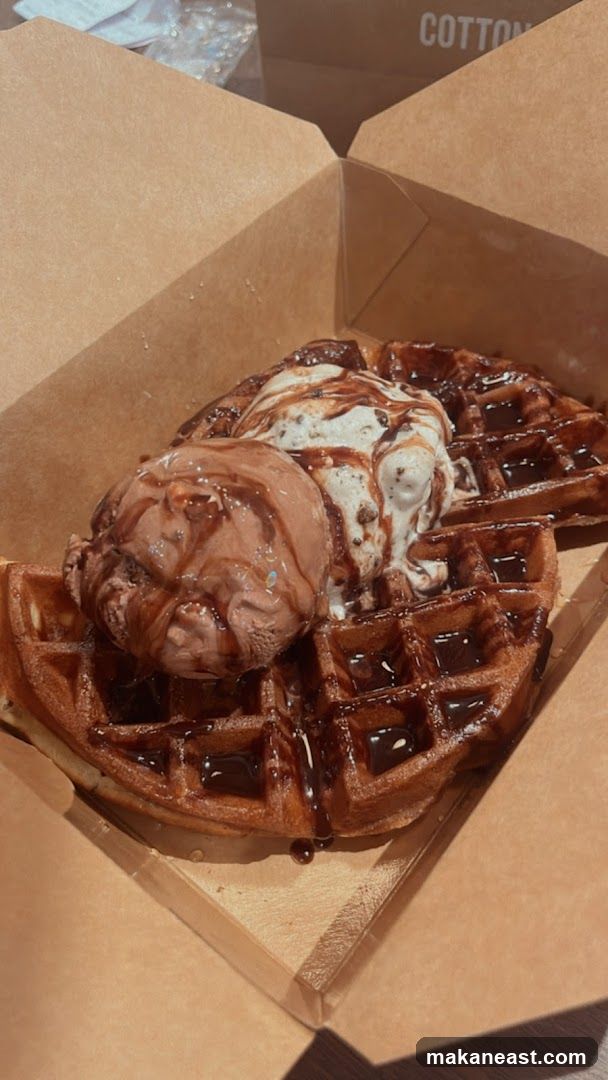 Chocolate Waffle with Ice Cream