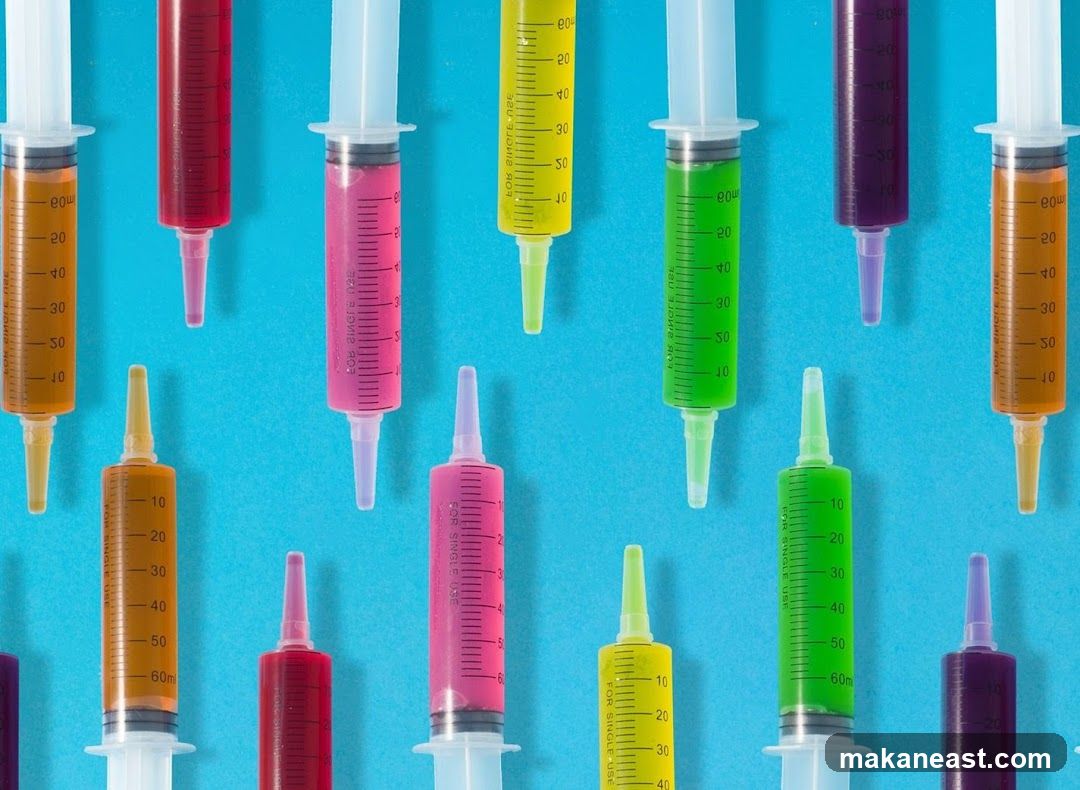 Syringes with colored liquids