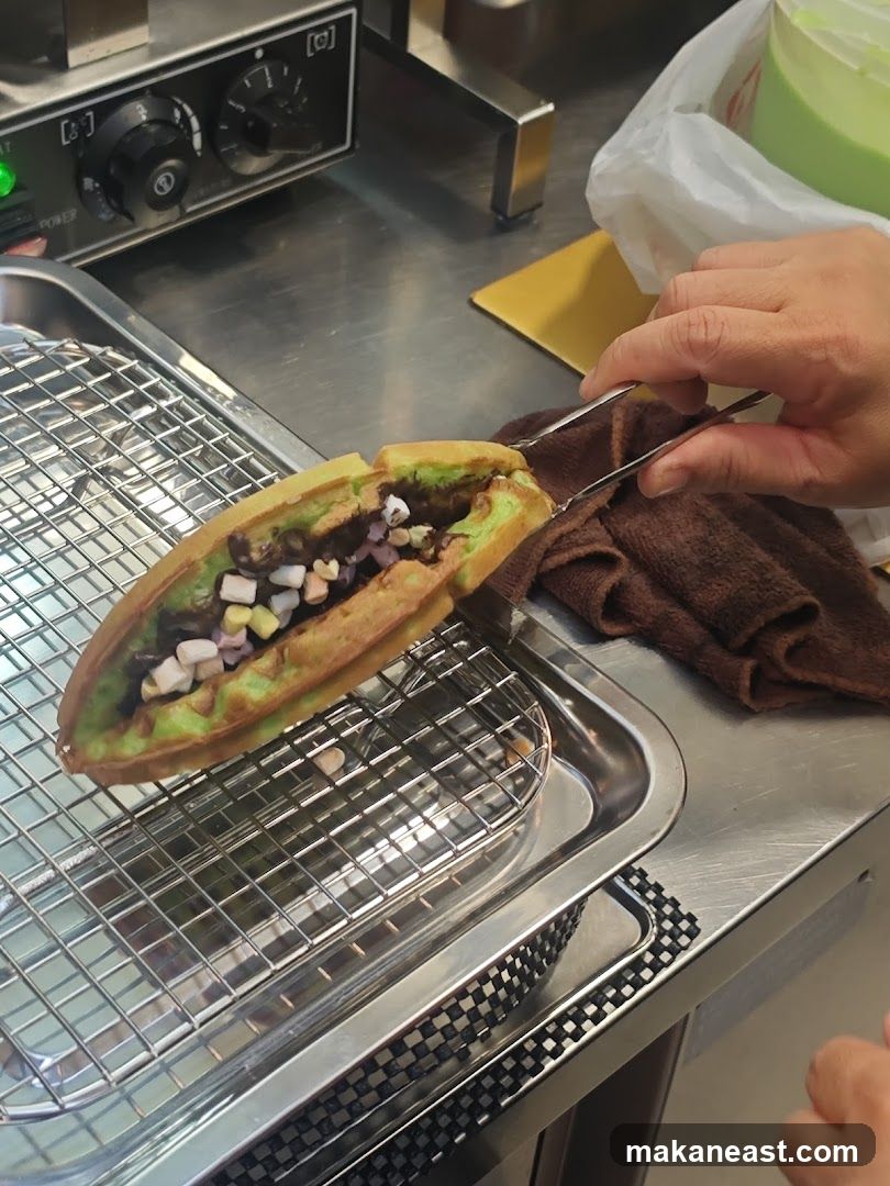 Waffle with Chocolate and Marshmallows