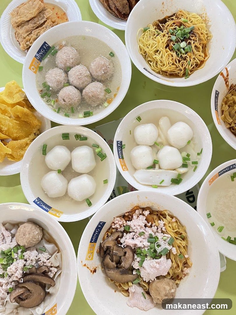 Assortment of Noodle Dishes and Sides
