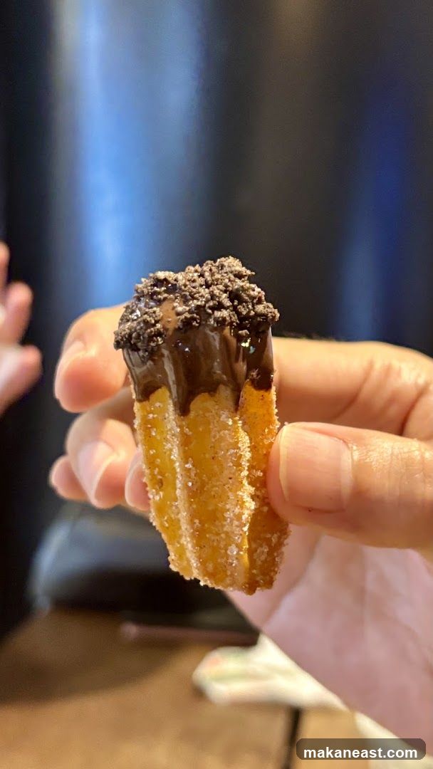 Churro with Chocolate and Cookie Crumble