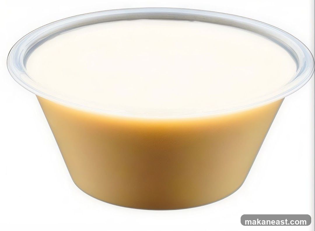 Custard in a clear plastic cup
