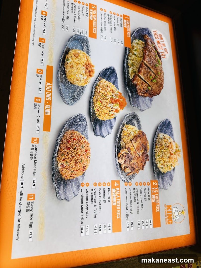 King of Fried Rice Menu