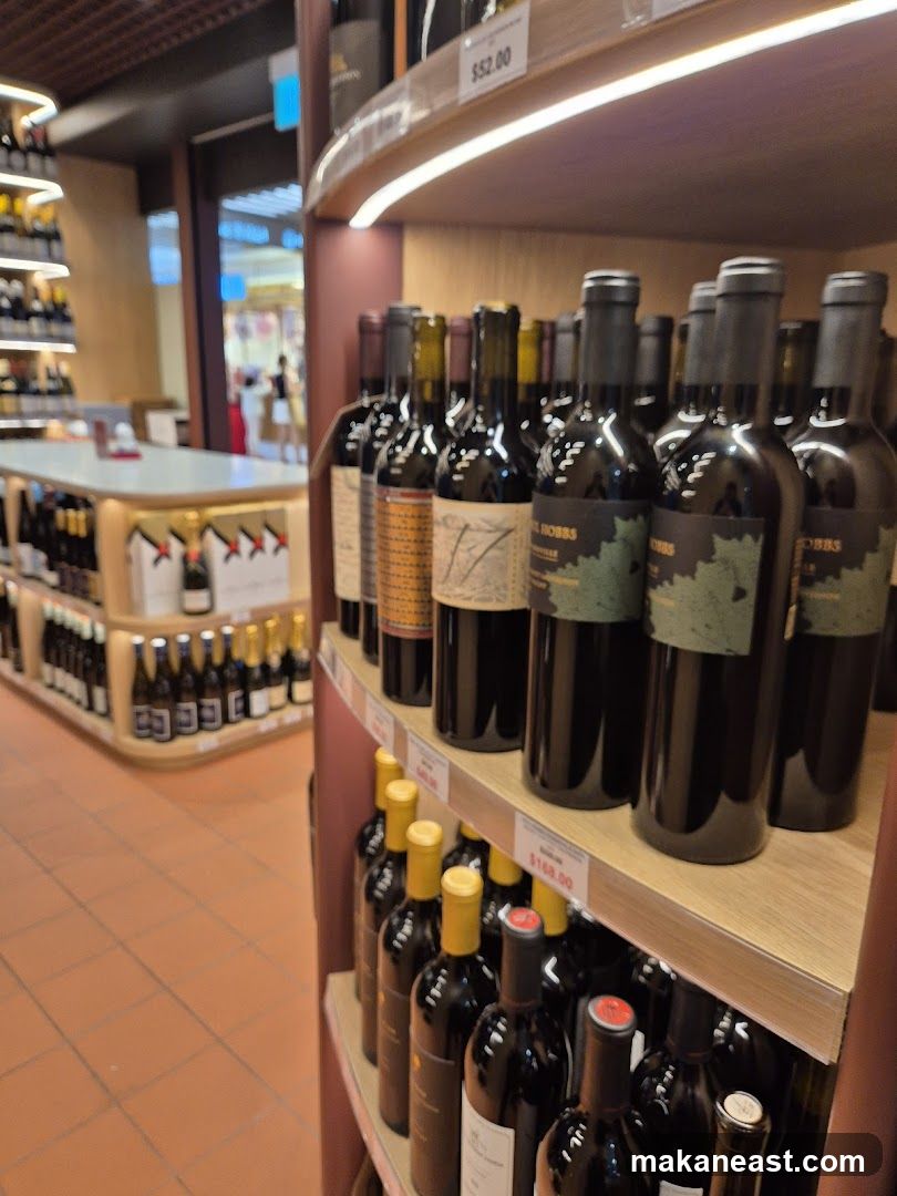 Wine bottles on display