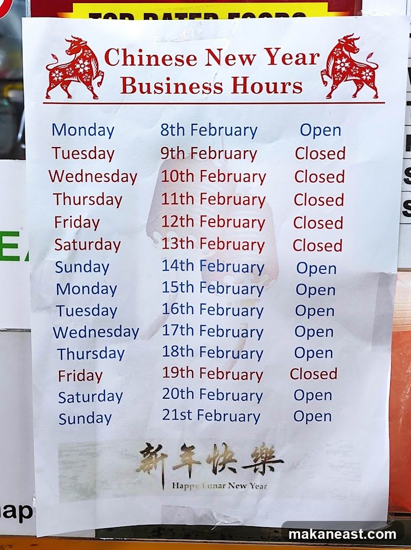 Chinese New Year Business Hours