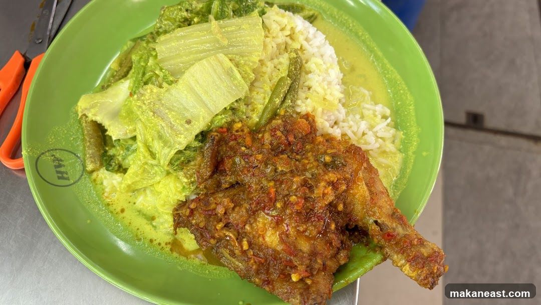 Spicy Fried Chicken with Rice and Vegetables