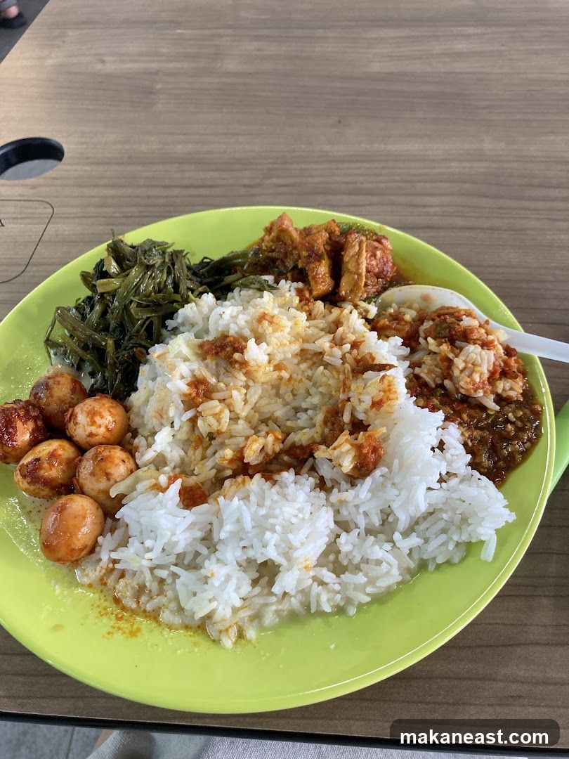 Plate of Rice with Various Dishes
