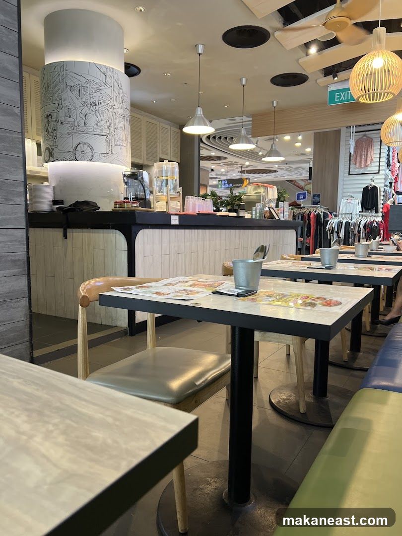 Restaurant Interior with Seating and Counter