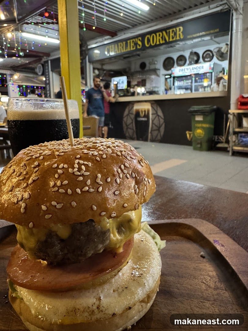 Burger and Beer at Charlie's Corner