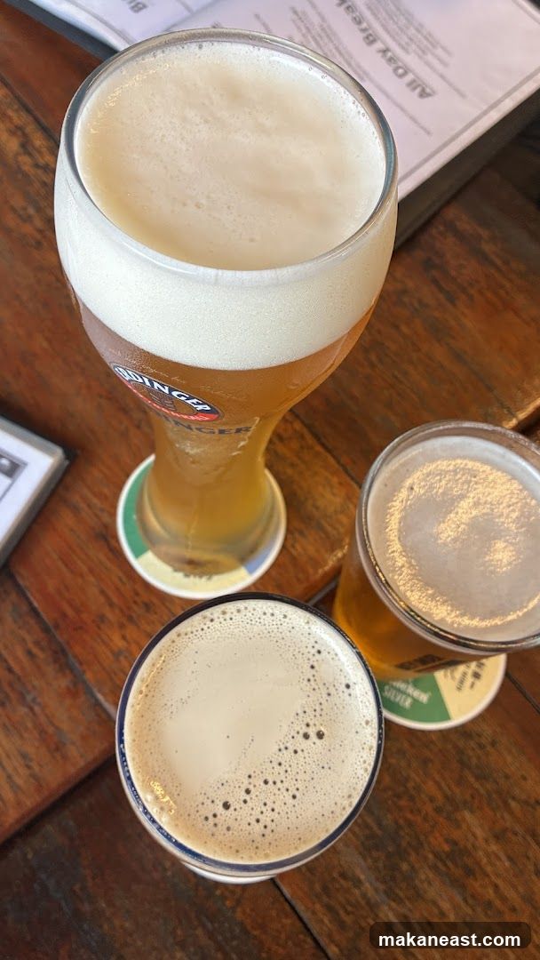 Three Beers on a Wooden Table