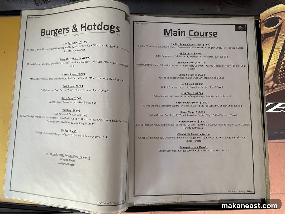 Charlie's Corner Burgers & Hotdogs Main Course
