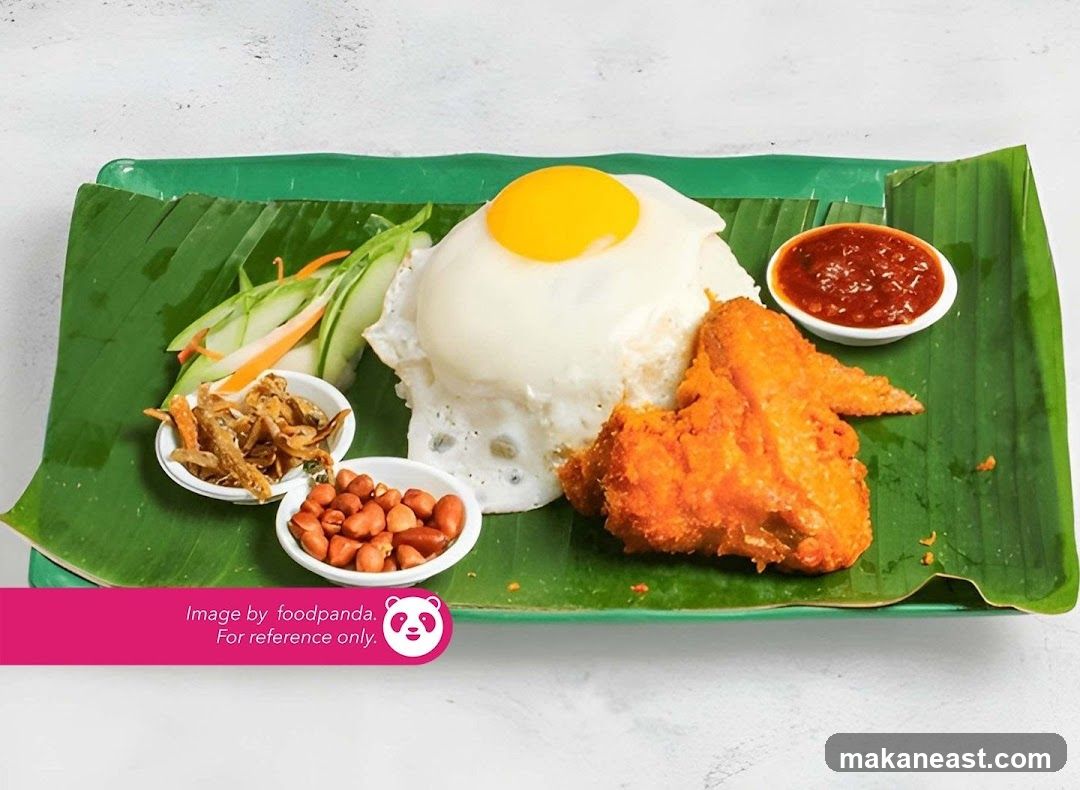 Nasi Lemak with Fried Chicken Wing