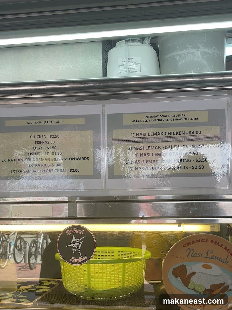 International Nasi Lemak Menu