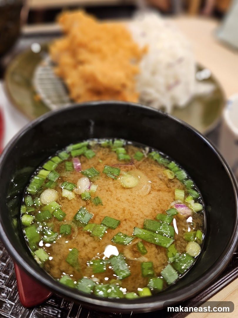 Miso Soup with Fried Dish and Rice