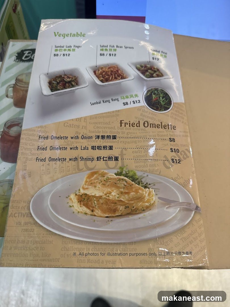 Vegetable & Fried Omelette Menu