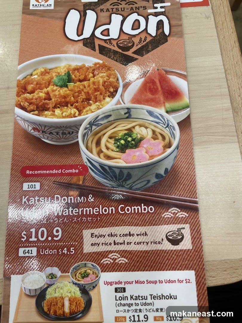Katsu-An's Udon Menu