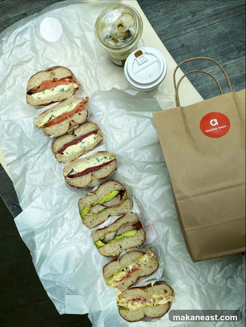 Bagel Sandwiches and Drinks