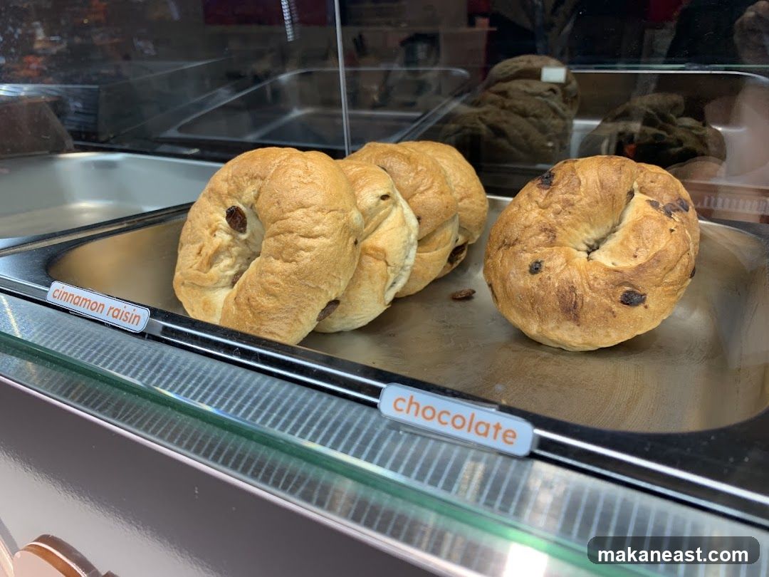 Bagels in a Display Case