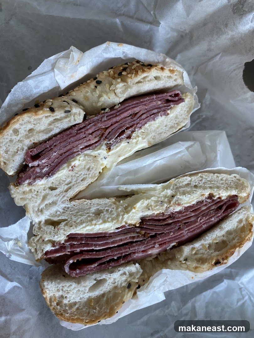 Bagel with Meat and Cream Cheese
