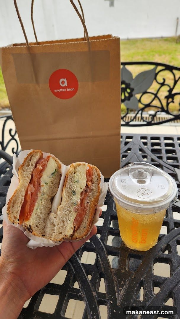 Bagel with Smoked Salmon and Drink