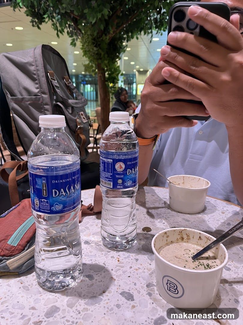 Table with food and drinks