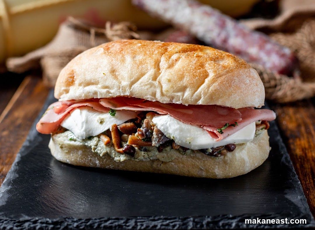 Mortadella and Mozzarella Sandwich
