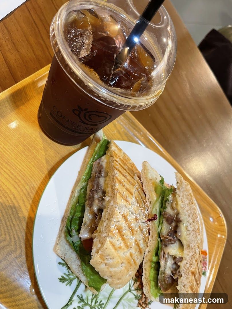 Iced Coffee and Sandwich