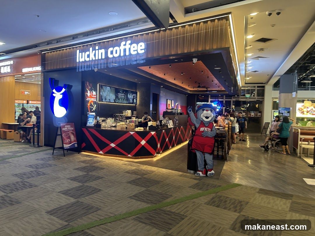 Luckin Coffee Storefront with Mascot