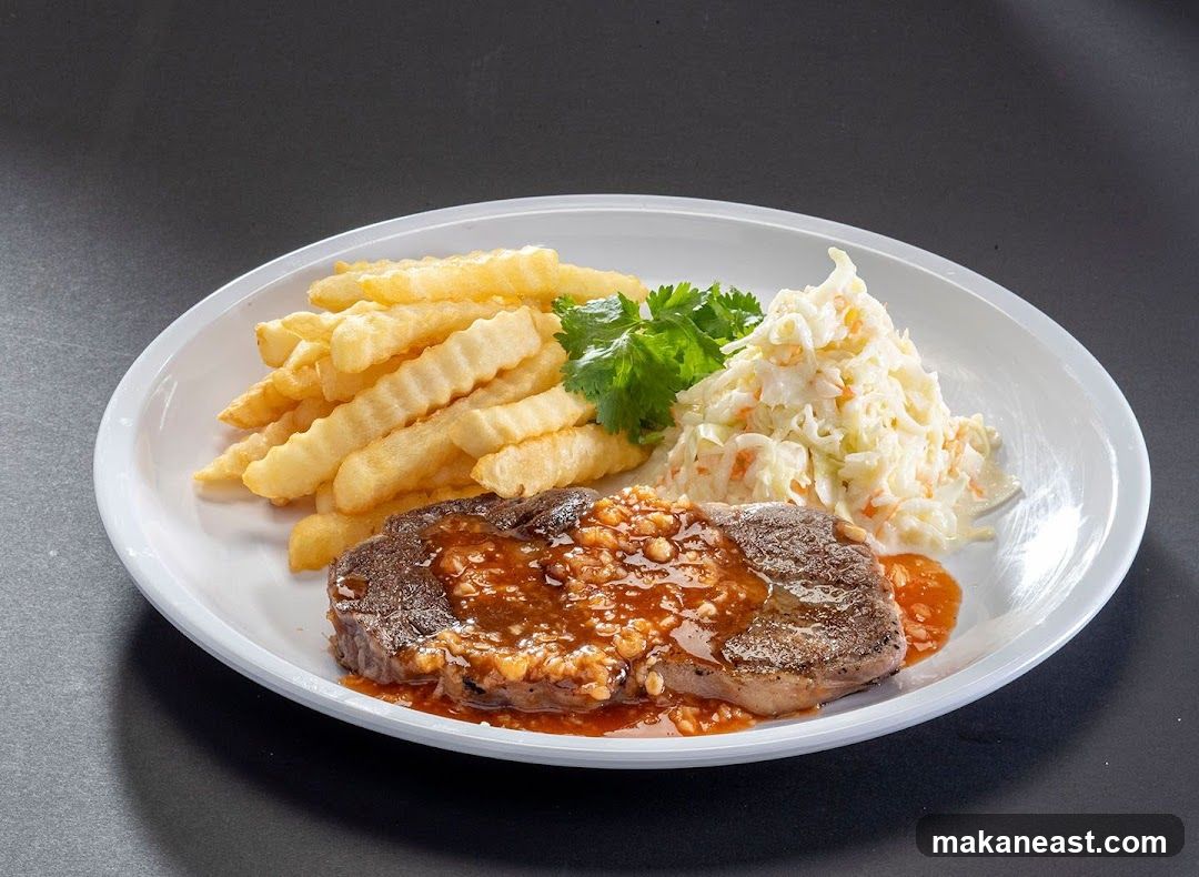 Steak with Fries and Coleslaw